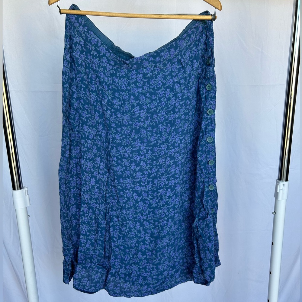 Vintage 90’s Blue Floral Flowy Market Skirt size L